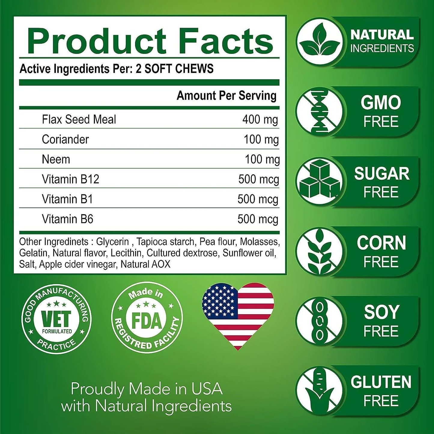 (2 Pack) Flea and Tick Prevention for Dogs Chewables