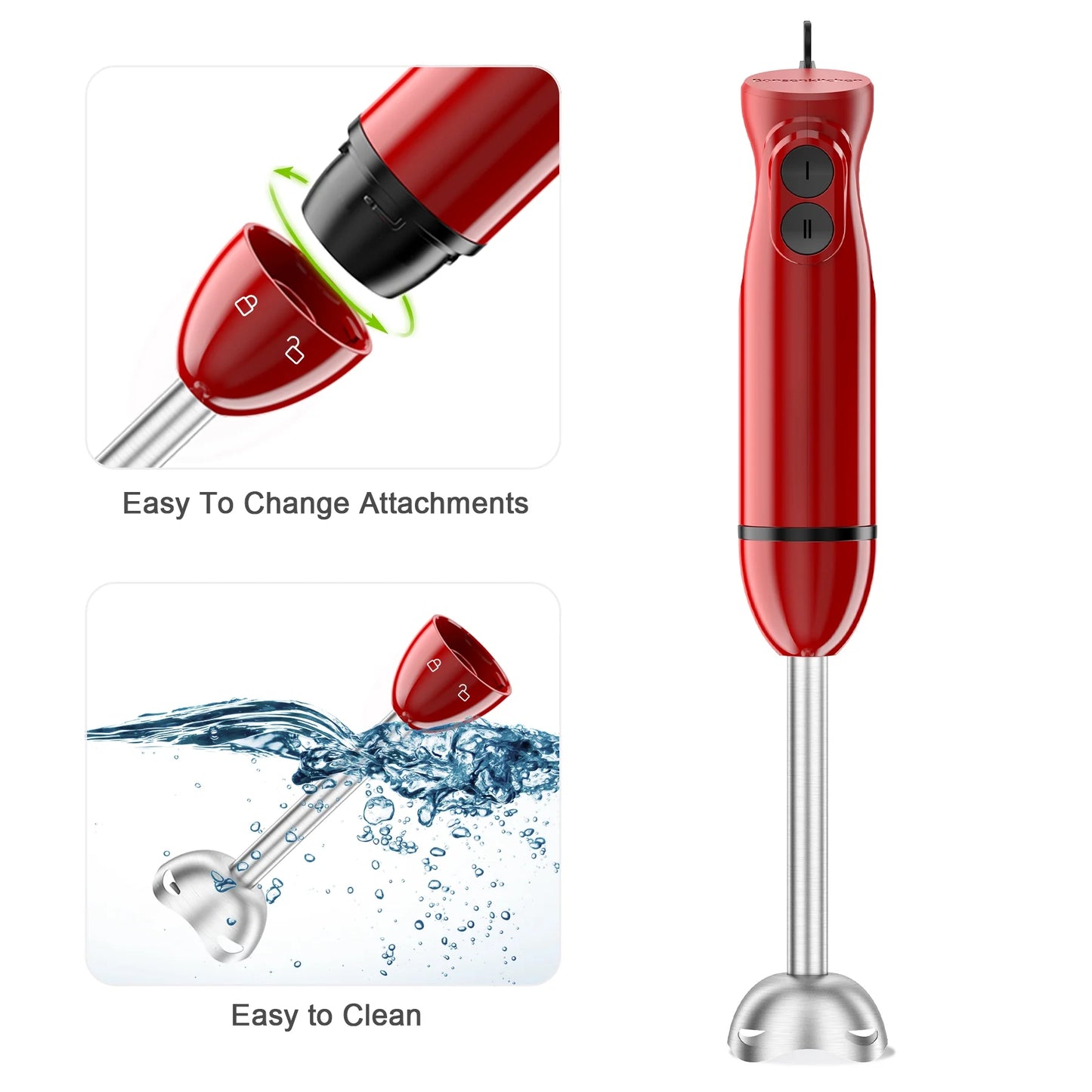 Handheld Blender, Immersion Blender Handheld,Red