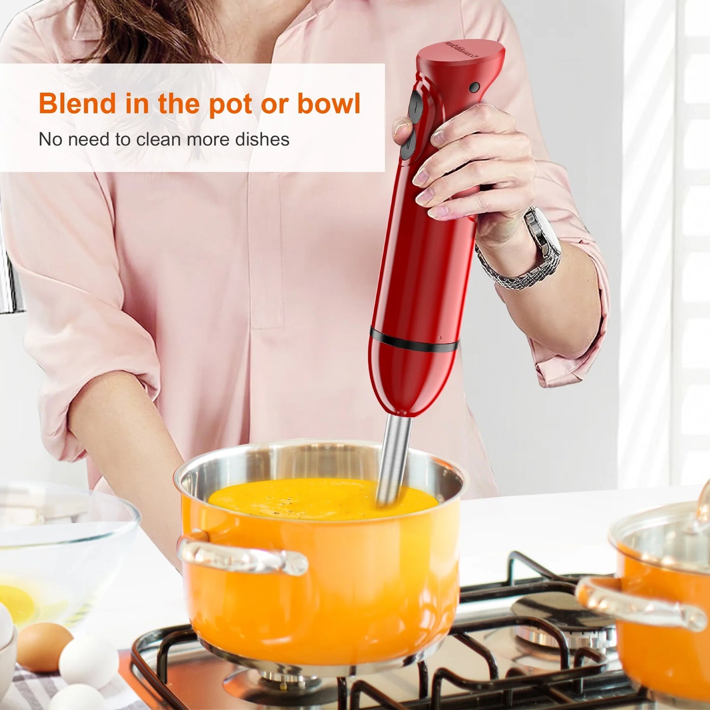 Handheld Blender, Immersion Blender Handheld,Red