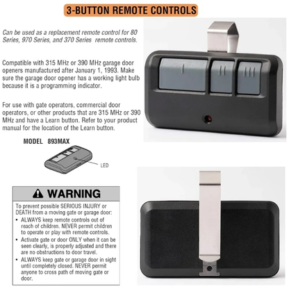 2 for Chamberlain Liftmaster Garage Door Opener Remote 893LM 953EV-P2 Learn