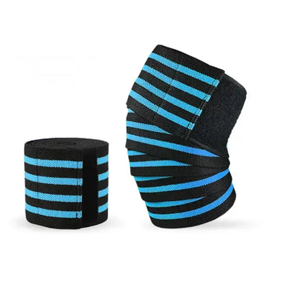 Blue Sports Knee Wraps (Pair) Weight Lifting, Gym Workout, Cross Training Wods,Fitness & Powerlifting - Knee Straps Squats - Compression & Elastic Support