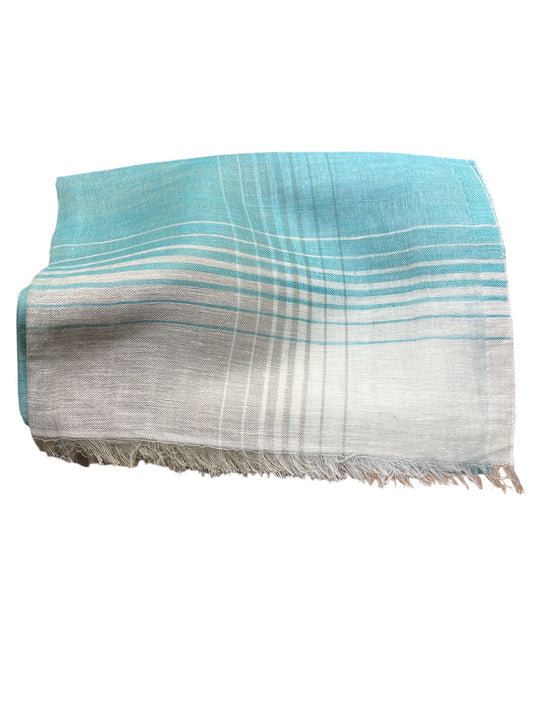 Blue & White Linen-Cotton - Scarf