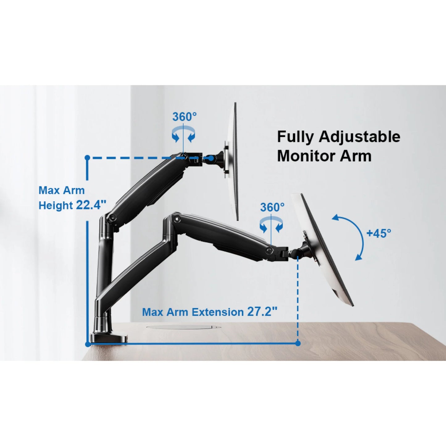 Ergoav Ergolink Motion Desk Mount for Dual Monitors up to 34" and 22 Lbs