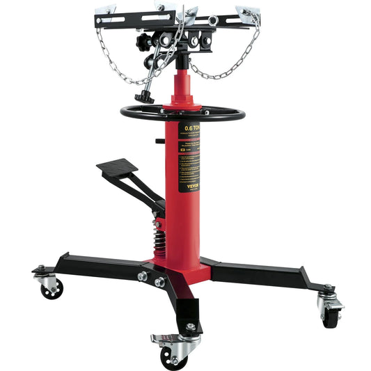 VEVOR Transmission Jack,3/5 Ton/1322 Lbs Capacity Hydraulic Telescopic Transmission Jack, 2-Stage Floor Jack Stand with Foot Pedal, 360¡Ã Swivel Wheel, Garage/Shop Lift Hoist, Red