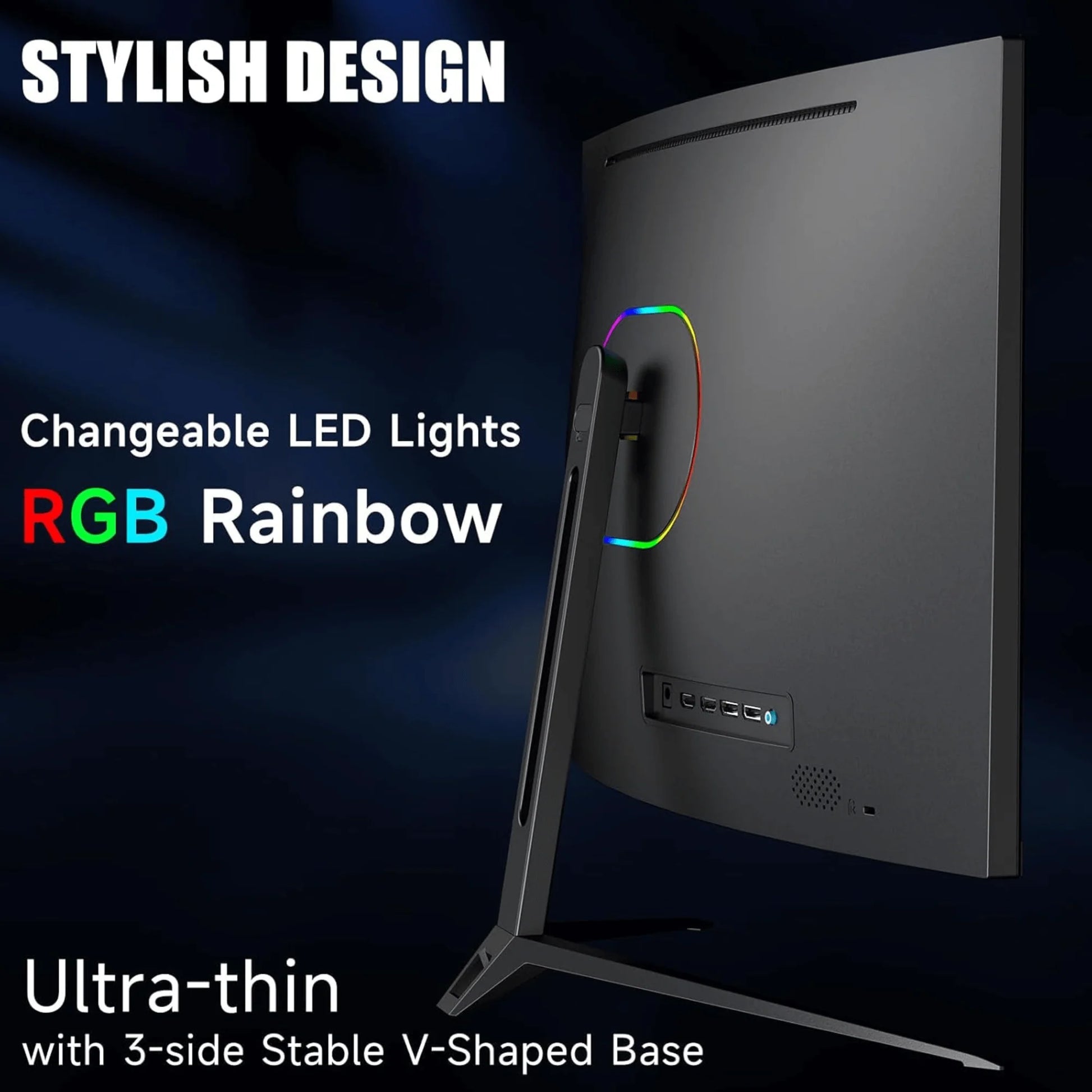 Norcent 27-Inch FHD VA Gaming Curved Monitor with Rainbow Lights