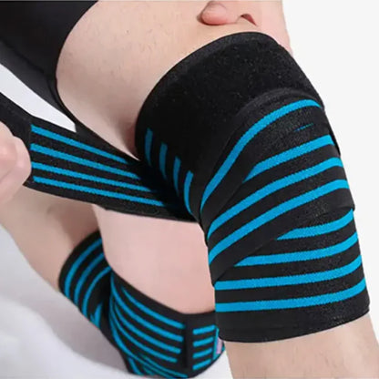 Blue Sports Knee Wraps (Pair) Weight Lifting, Gym Workout, Cross Training Wods,Fitness & Powerlifting - Knee Straps Squats - Compression & Elastic Support