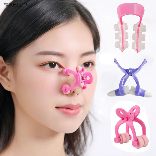 Frienda 4 Pieces Nose Shaper Slimmer Lifting Clips Straightener Safety Silicone Bridge Shaper Beauty Tool Kit Set for Women Wide Nose