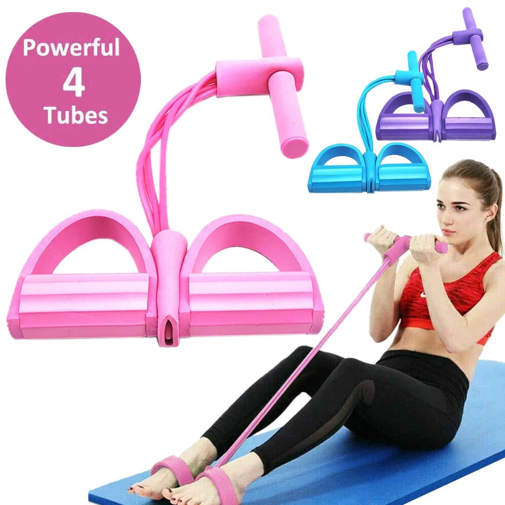 Multifunction Tension Rope, 6-Tube Elastic Yoga Pedal Puller Resistance Band, Natural Latex Tension Rope Fitness Equipment, for Abdomen/Waist/Arm/Leg Stretching Slimming Training