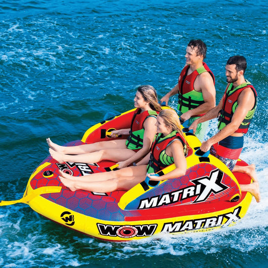 WOW Watersports Matrix Towable Boat Tube W Secure Seating for 1-4 Persons