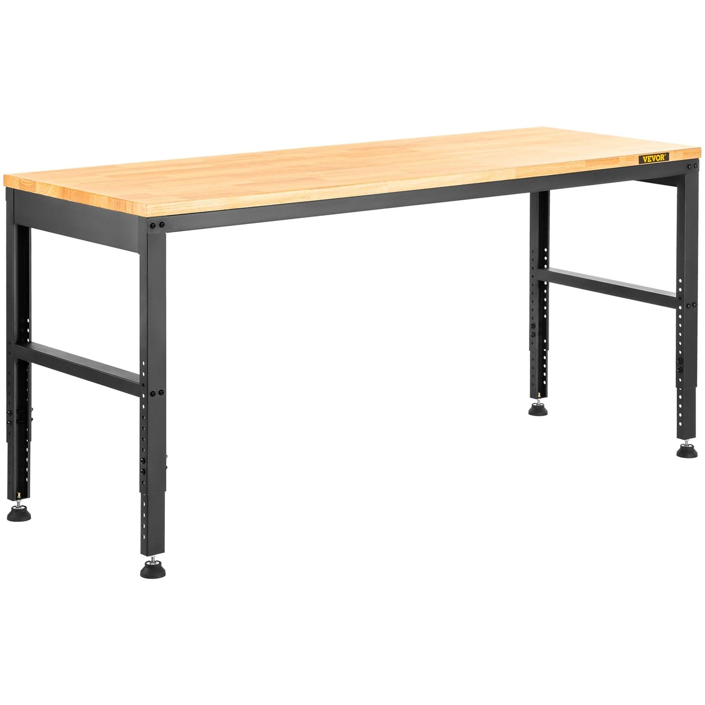VEVOR Workbench Adjustable Height, 48 L X 20 W X 38.1 H Garage Table W/ 28.3 - 38.1 Heights & 2000 LBS Load Capacity, with Power Outlets & Hardwood Top & Metal Frame & Foot Pads, for Office Home